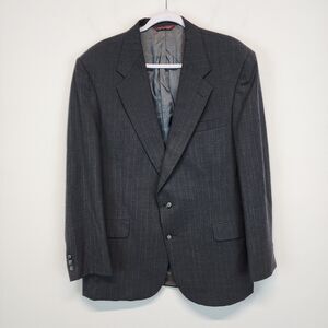 Botany 500 Pinstripe Wool Sport Coat Blazer Mens 44 Charcoal 2 Button Couture